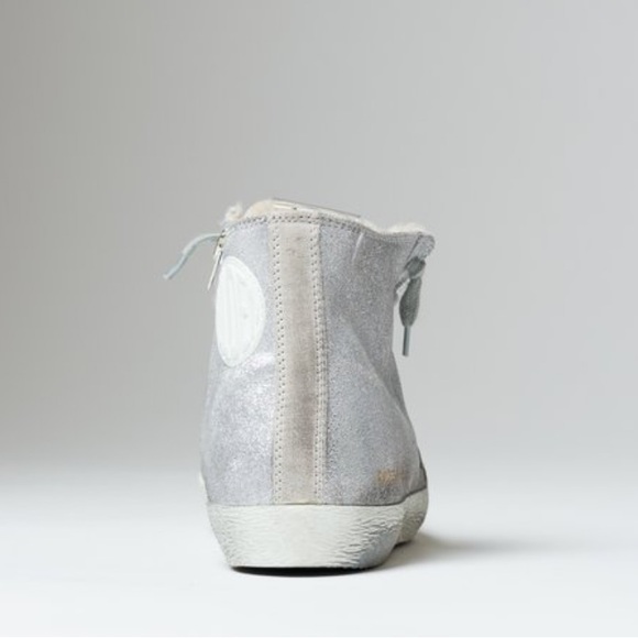 Golden Goose Francy Silver Glitter Suede & Shearling Sneaker sz 37 - Picture 4 of 13
